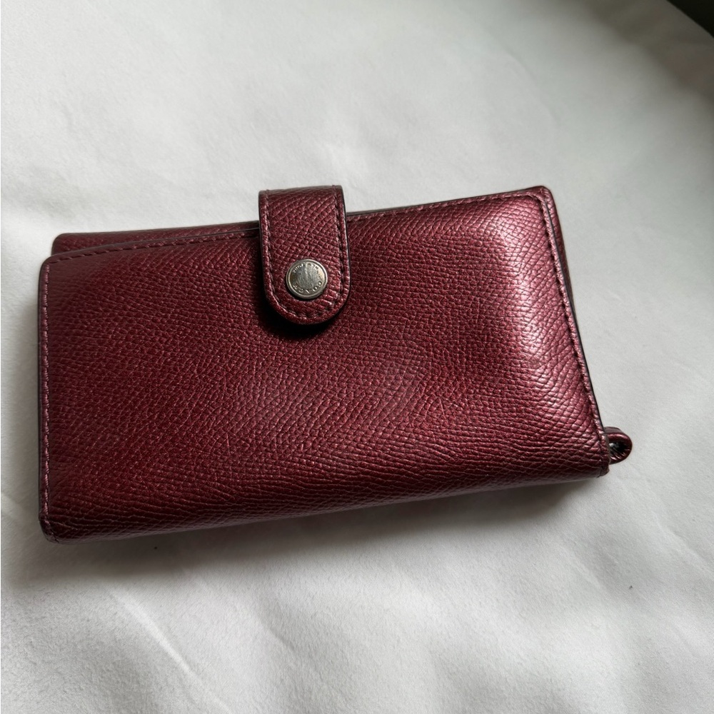 COACH Burgundy Leather Wristlet Wallet